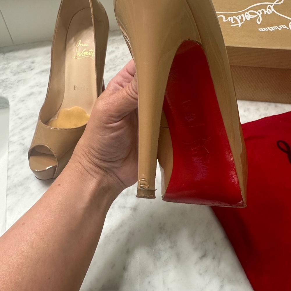 CHRISTIAN LOUBOUTIN Hyper Prive 120 Patent Leather Camel size 38 - Picture 9 of 11